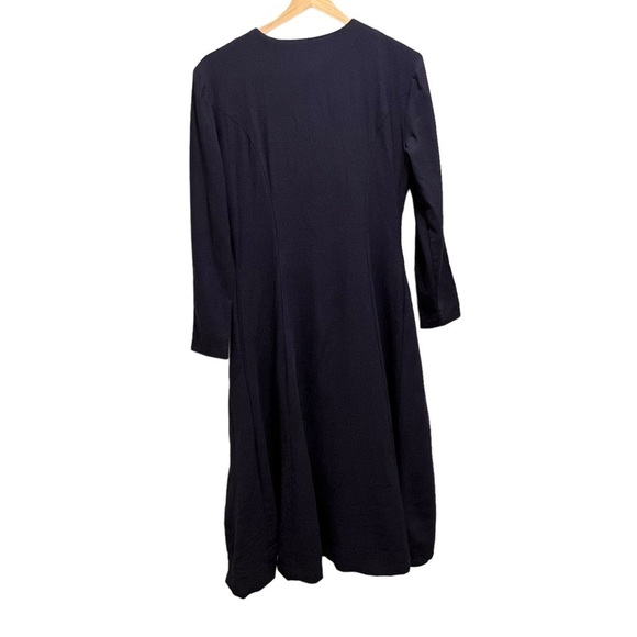 Vintage Talbots Navy Blue Wool Long Sleeve Button Down Maxi Dress Size 8 - Picture 5 of 11